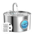 Cat Water Fountain Stainless Steel: Cat Fountain for Drinking - Pet Water Fountain for Cats Inside - 74oz/2.2L Quiet Cat Water Bowl Dispenser - Cat Drinking Fountains - Contains 6 Filters + 3 Sponges