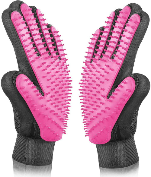 BYETOO Pet Dog Cat Grooming Glove with 261TipsGentle Deshedding Brush GloveEfficient Pet Hair Remover MittMassage Tool with Enhanced Five Finger Designfor DogCatRabbitHorse with Long/Short Fur