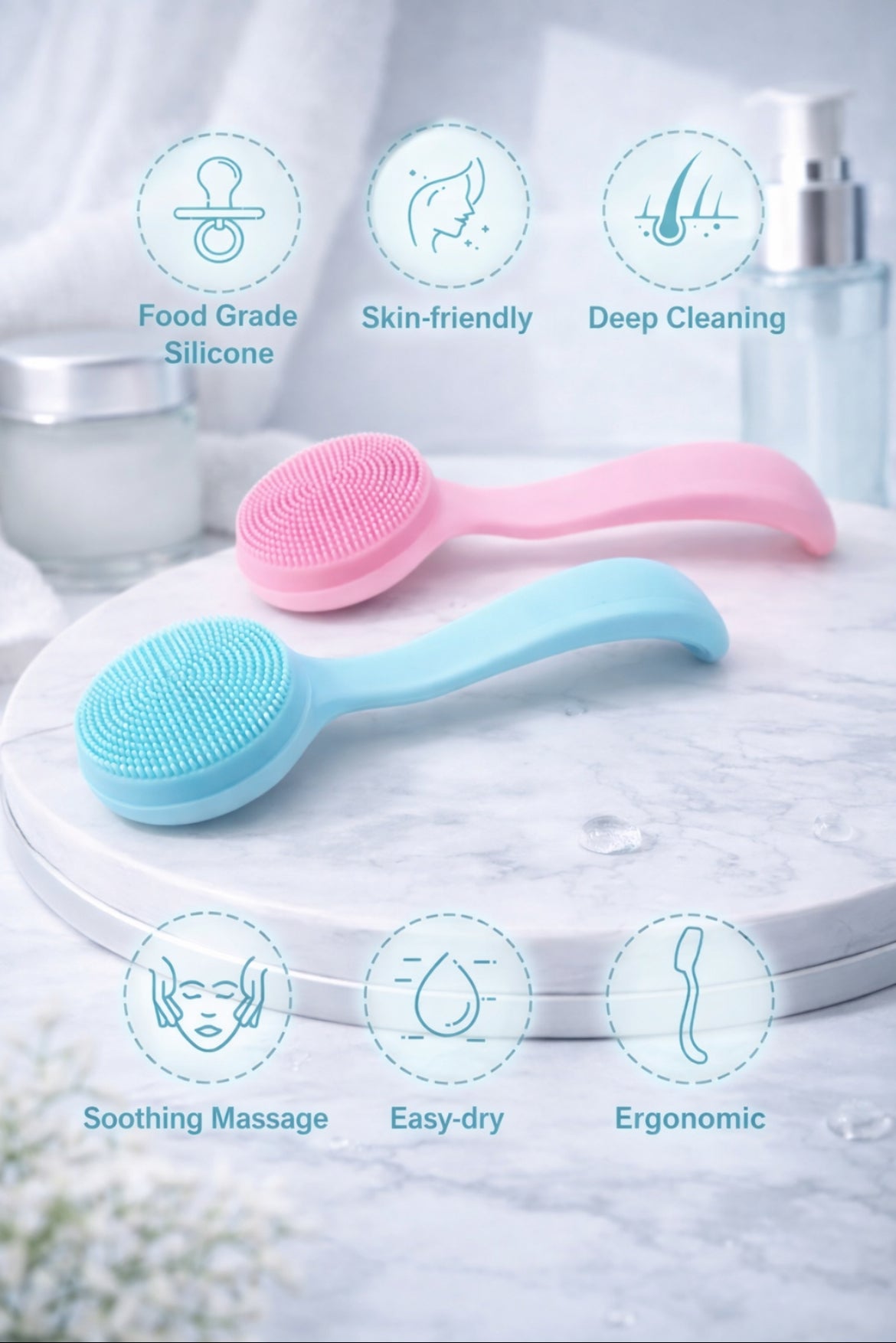 Silicone Facial Cleansing Brushes Set - Makeup Remover, Blackhead Removal