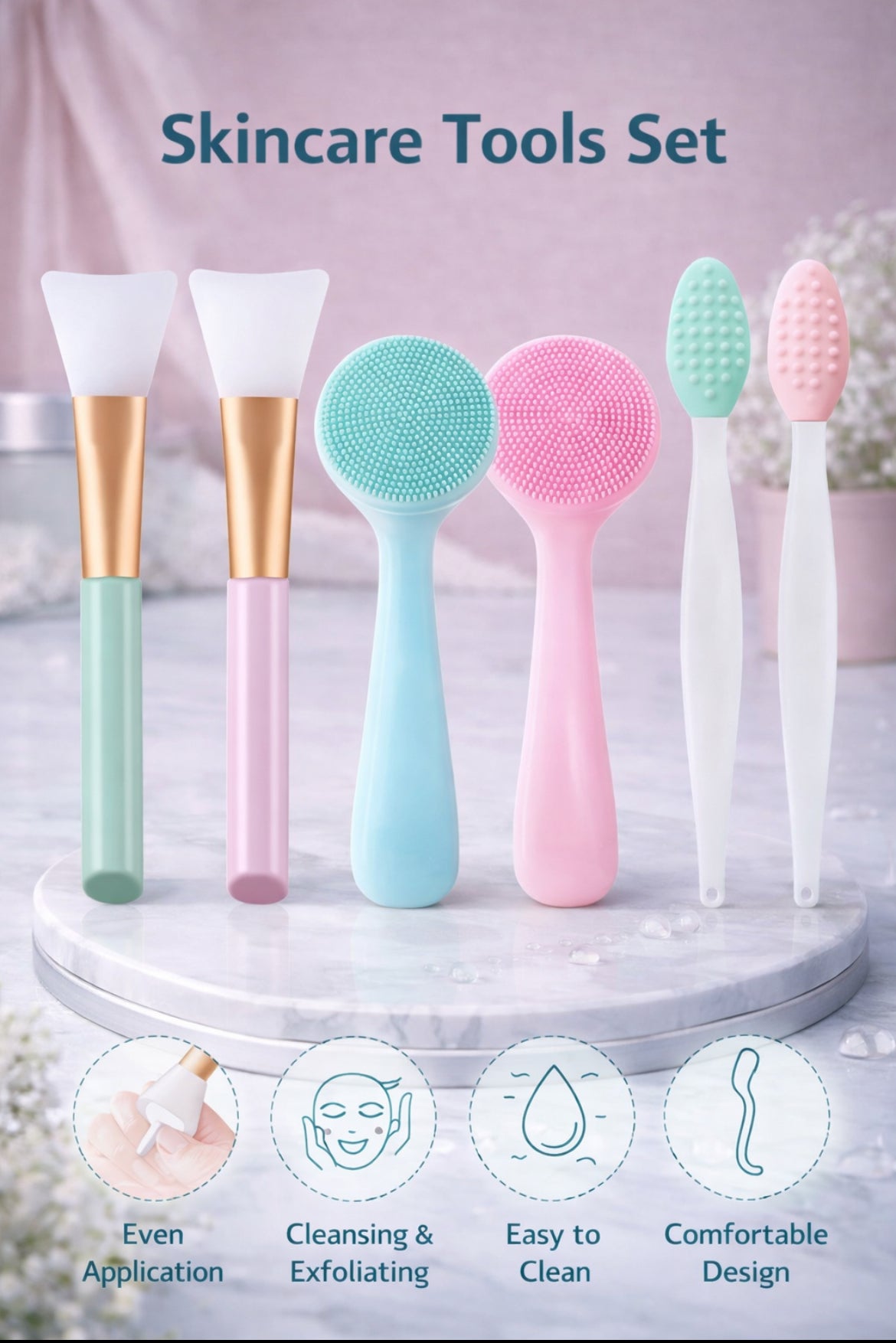 Silicone Facial Cleansing Brushes Set - Makeup Remover, Blackhead Removal