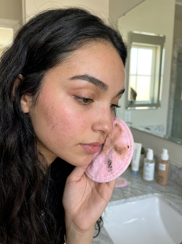 Set of 12 reusable bamboo cotton rounds from Aurevia Bliss, eco-friendly facial pads for gentle skincare.