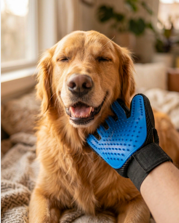 Step 1: Slip on the grooming glove