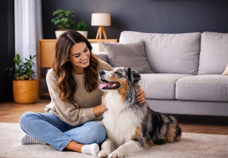 Peaceful moment with pet